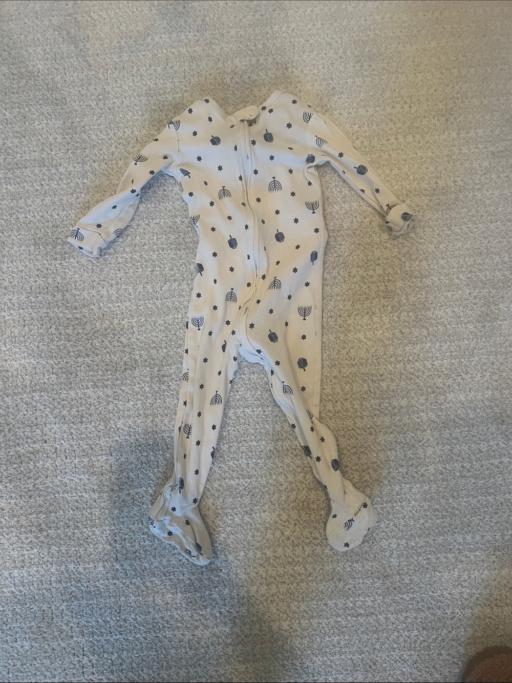 GAP Cream One-Piece Footed Hannukah Pajamas 18-24 months